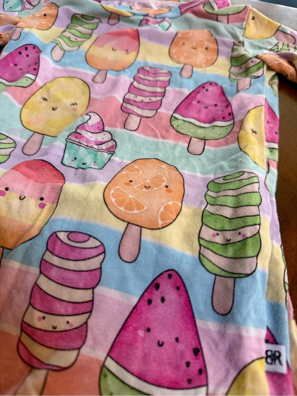 Kids Pastel Ice Cream Print Pajama Set - Multicolor